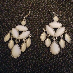 New white dangling earrings